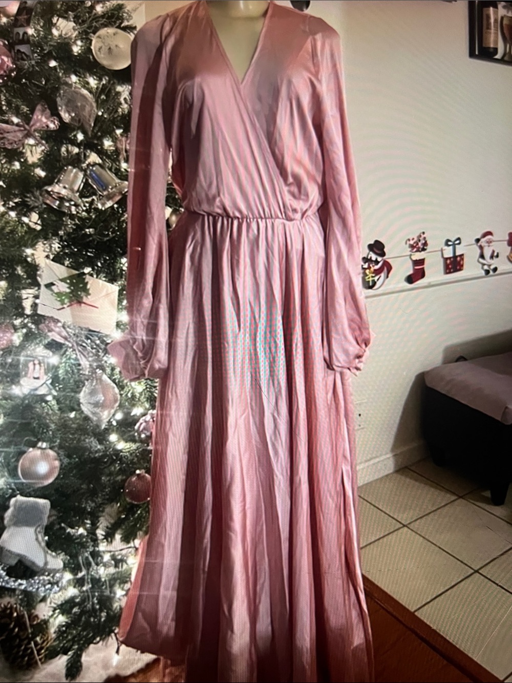 Fashion Nova Blush Pink Long Sleeve Wrap Maxi Dress
